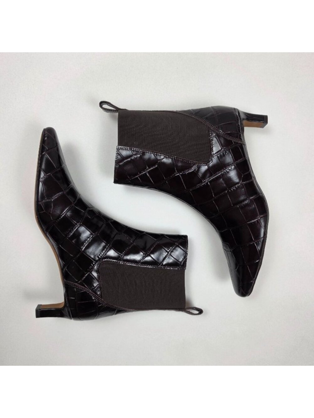 Madewell The Dimes Chelsea Boot Croc-Stamped Leather Women 7M Coffee Bean Brown - Picture 16 of 16